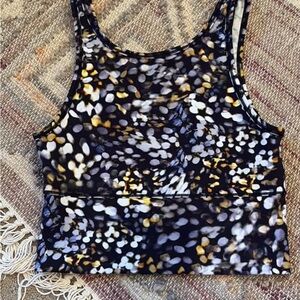 Lululemon Athletica Black and Gold Patterned Tank Top